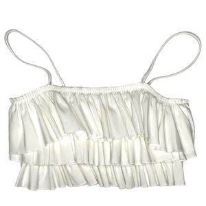 ZARA White Tiered Ruffle Crop Top